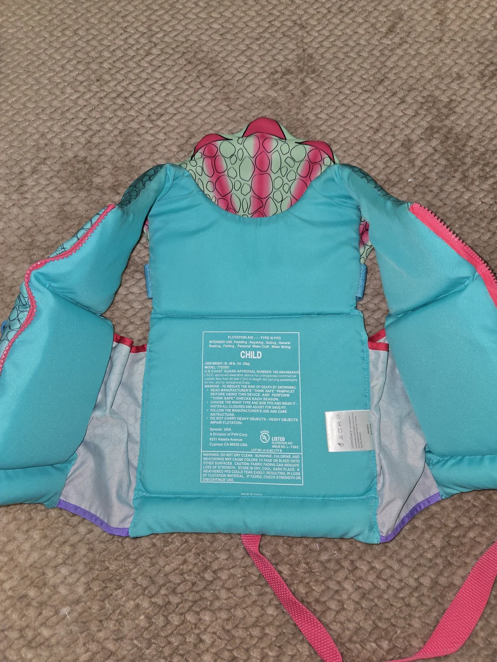 Speedo Kids Mermaid Life Jacket PFD 30-50 lbs